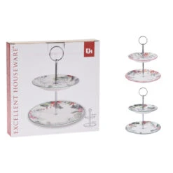 Excellent Houseware Etagere 2-laags Porselein 2 Assorti -Huis Keuken 101 6244 1 1