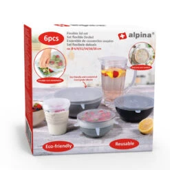 Alpina Herbruikbare Siliconen Deksels 6 Stuks Diameter 6/9/11/14/16/20 Cm