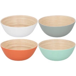 Merkloos Bamboe Schaal Ø17 X 7 Cm 4 Assorti -Huis Keuken 101 9162 1