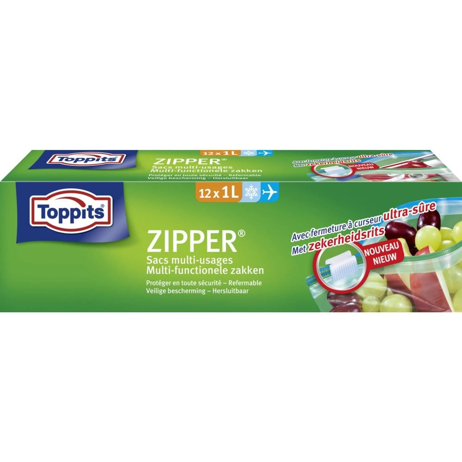 Toppits Zipper Multi-Functionele Zakken 1 Liter12 Stuks 1 Toppits Zipper Multi-Functionele Zakken 1 Liter12 Stuks